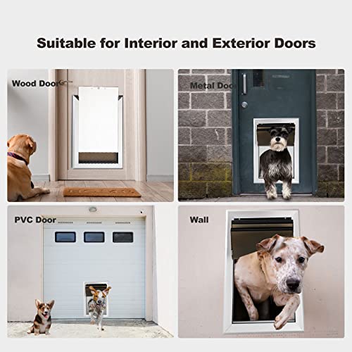 Giant Dog Door for Exterior Doors: Heavy Duty Aluminum Doggie Door, Extreme Weather Doggy Door for Large and Extra Large Dogs Up to 220 lbs