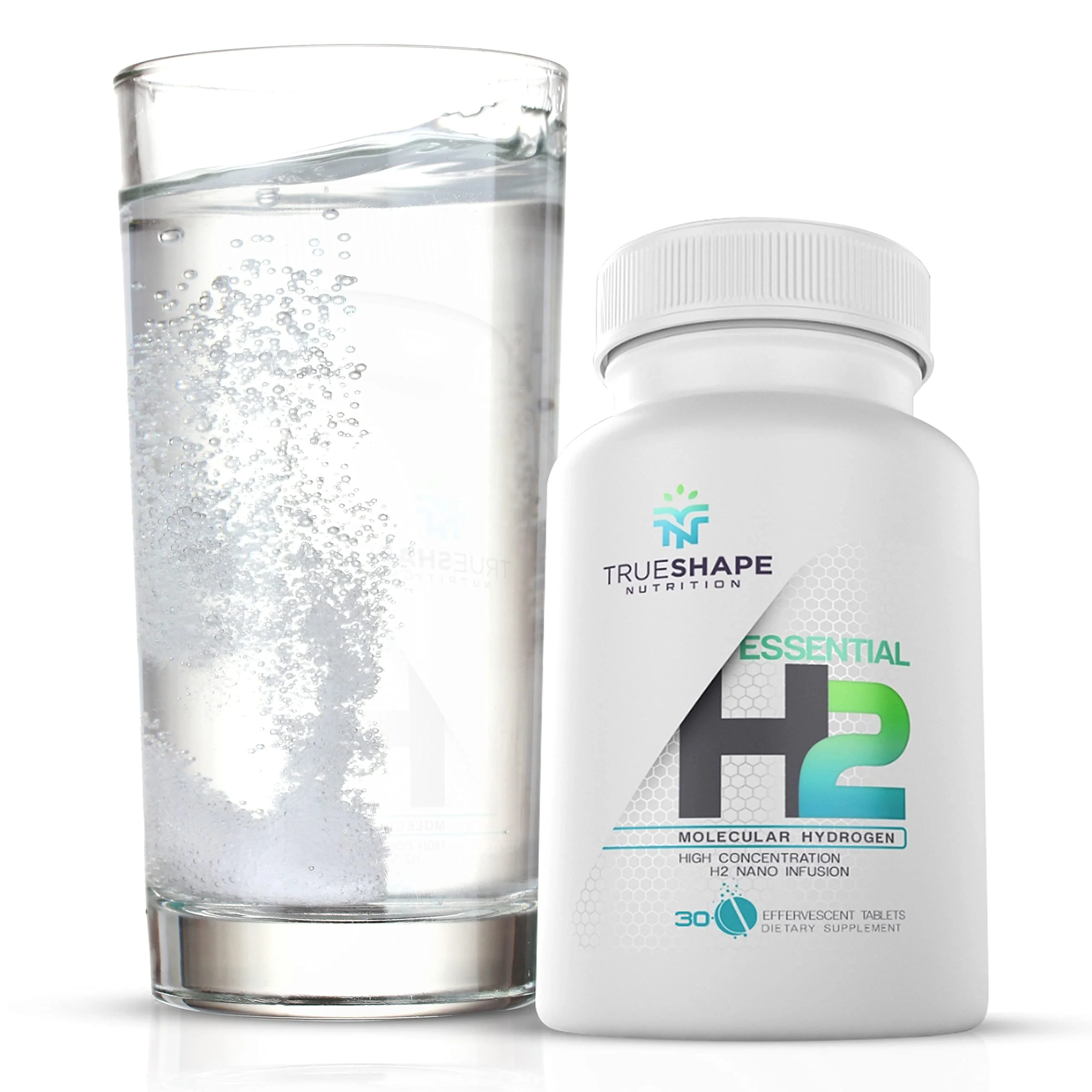 TrueShape Nutrition Essential H2 Fizzy Molecular Hydrogen Tablets for Water Nutritional Supplement (Unflavored, 30 Servings) - Kansas Nuitrition