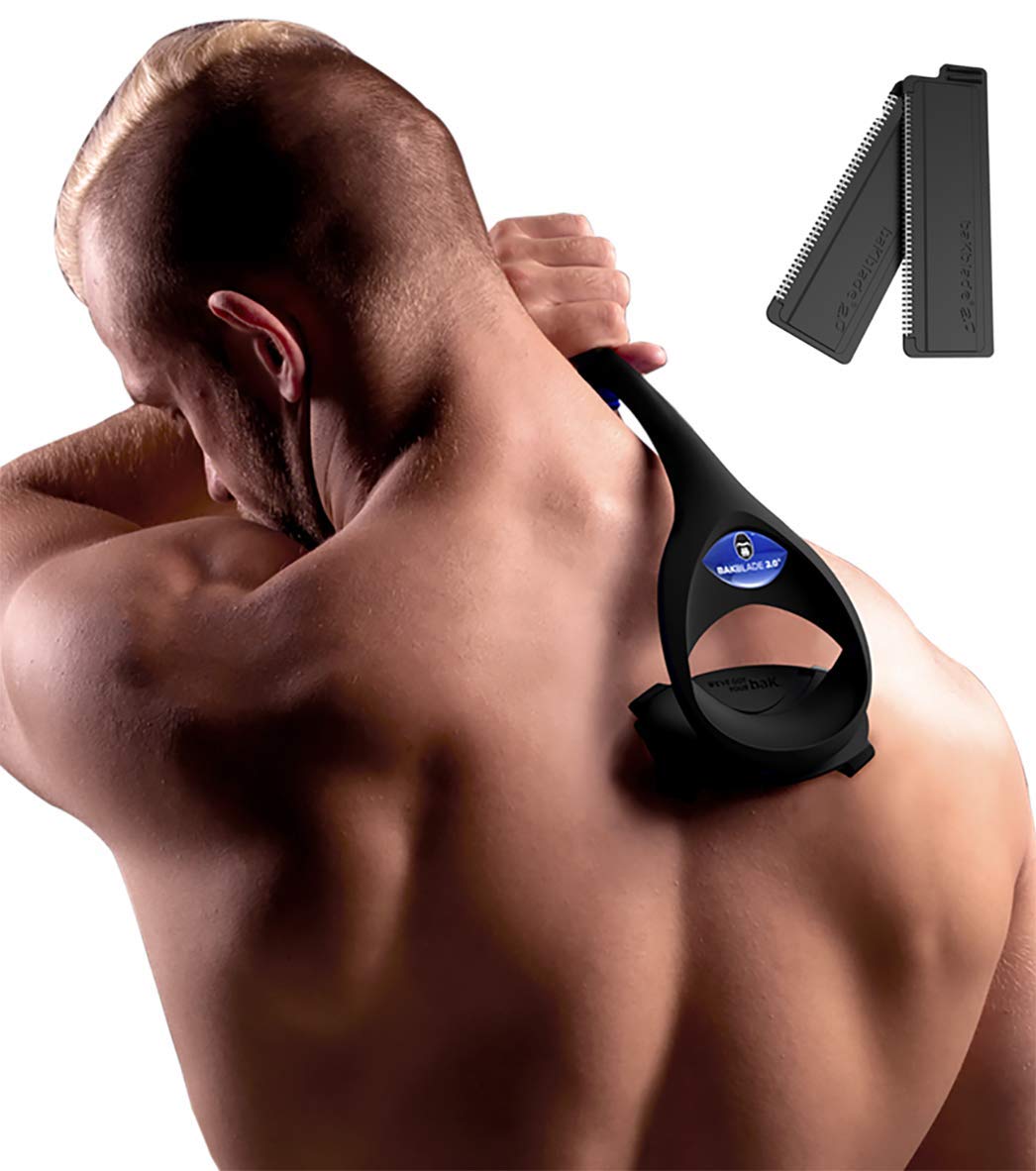 baKblade 2.0 Plus - Back Shaver for Men (DIY), Ergonomic Handle, Shave Wet or Dry (Extra Blades Included) Pack of 2