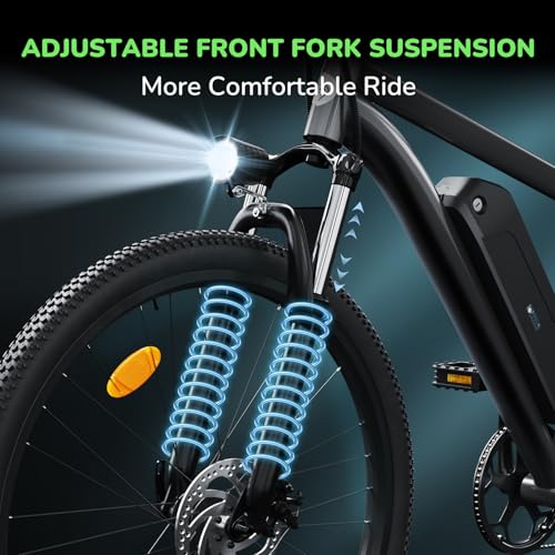 35-Speed Electric Bike for Adults 750W 26" Tire Commuting Electric Mountain Bike 20MPH Range 55+ Miles 374.4Wh Removable Battery Front Fork