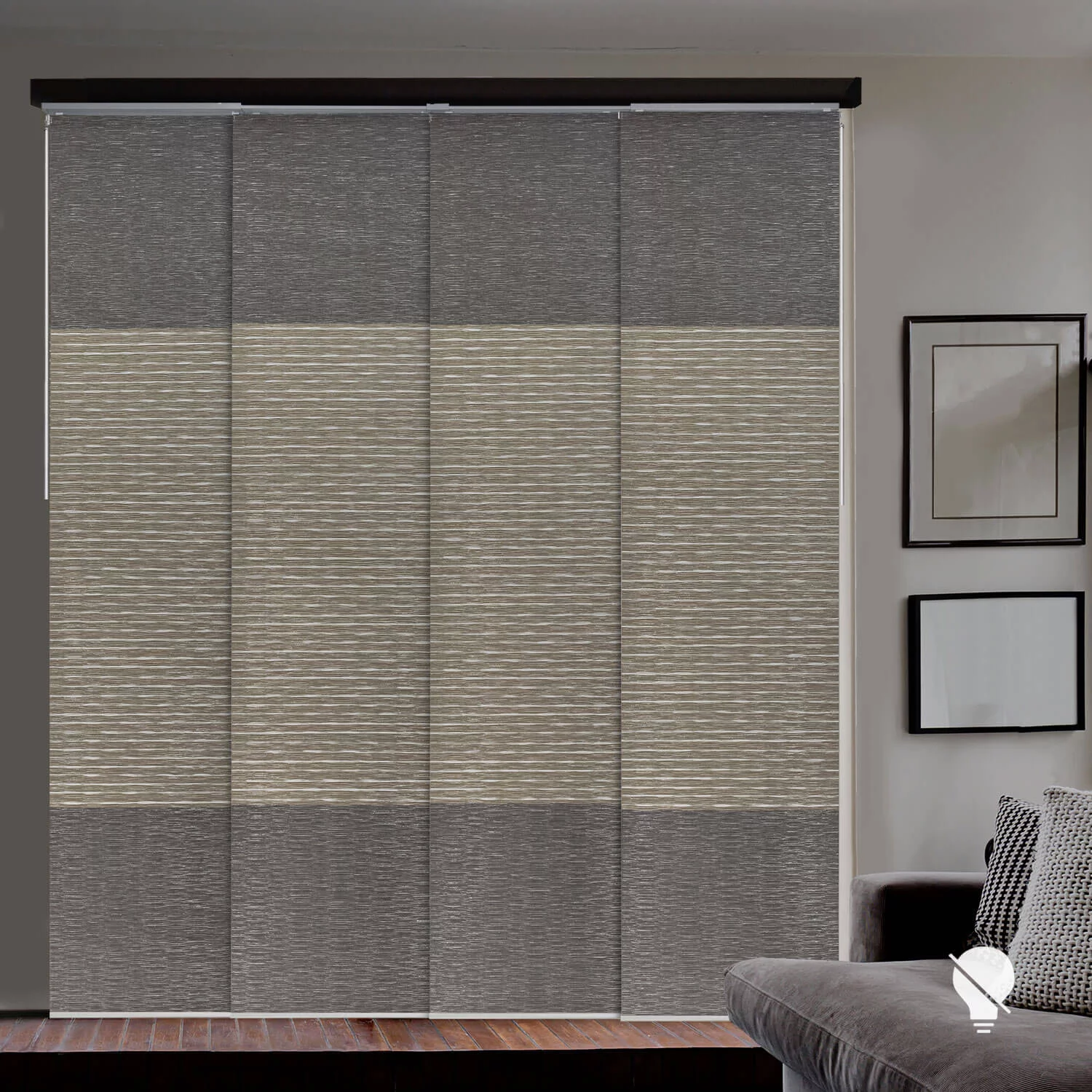 GoDear Design Adjustable Sliding Panel Track Blind 45.8"-86" W x 96" H, Vertical Blinds, 99% Blackout, Amazon River