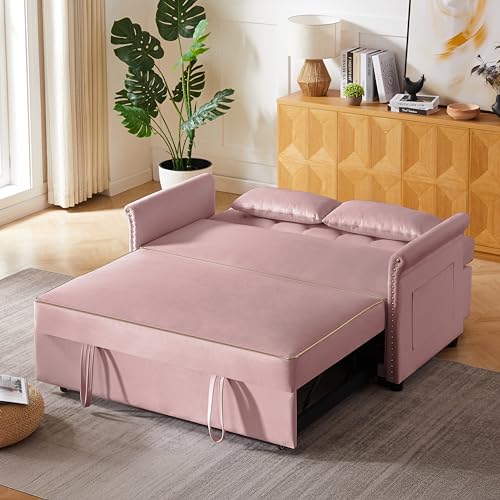 68.11" Corduroy Sleeper Chair Bed with USB Port, Cup Holders & Side Storage Pockets – 3-in-1 Foldable Sofa Bed for Guest Room, Living Room – White