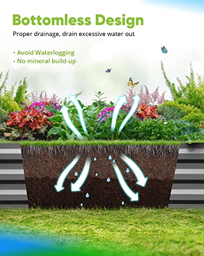 Quictent Galvanized Raised Garden Bed with Crop Cage Plant Protection Net Tent and Shade Cloth Kit Metal Planter Box Bottomless Planting Vegetables