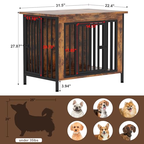 EasyCom 39.96" XL Wooden Large Dog Crate Furniture for Medium and Large Breed