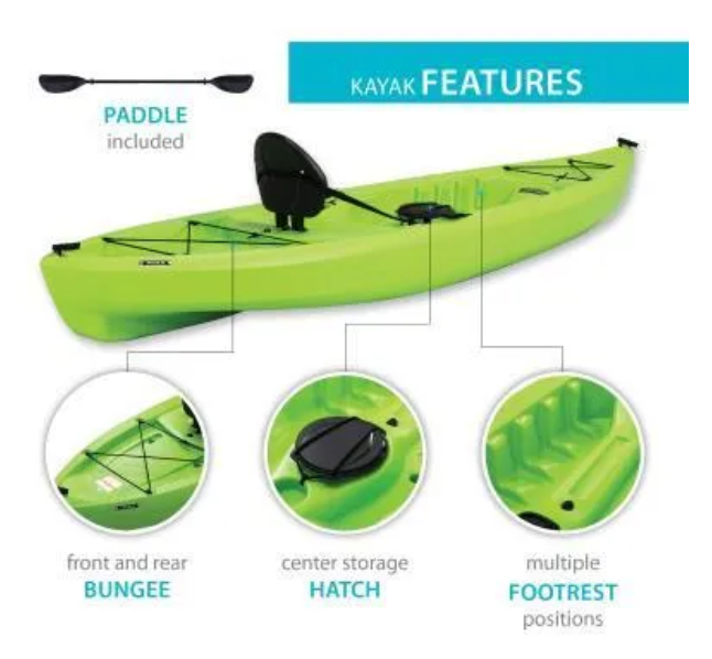 LIFETIME TIOGA 100 SIT-ON-TOP KAYAK (PADDLE INCLUDED)