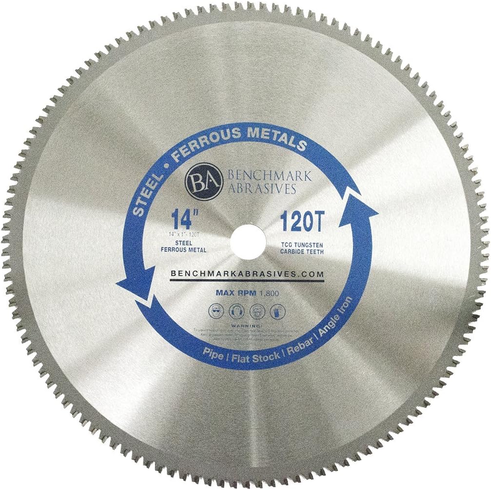 Benchmark Abrasives 14" 80 Tooth Tungsten Carbide Tips Saw Blade for Thin Steel and Ferrous Metals