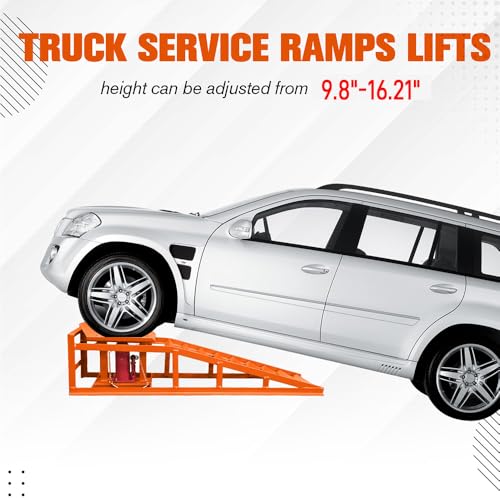 2PCS Hydraulic Car and Truck Service Ramps,11023 Lbs (5 Tons) Capacity, Portable Lifts Ramps for Oil Changes, Adjustable Lift Height 9.8" to 16.21"