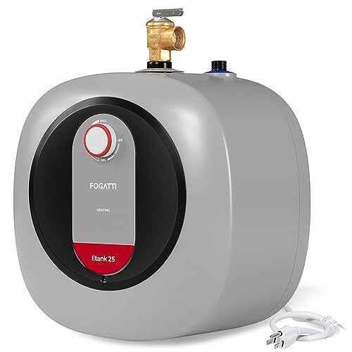 FOGATTI Electric Mini Tank Water Heater, 2.5 Gallon Point of Use Instant Hot Water Heater 120V 1440W, Under Sink, Wall or Floor Mounted