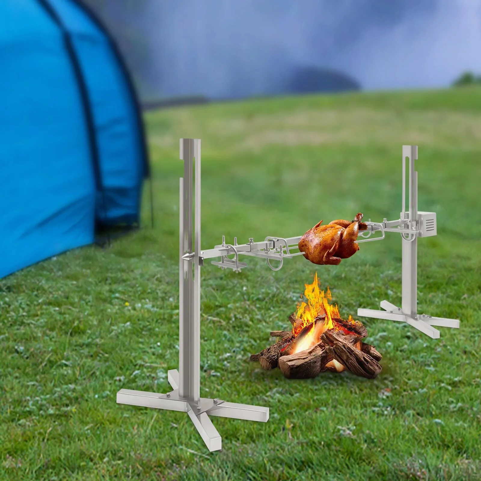 OUKANING 66lbs Large Grill Rotisserie Spit Roaster Rod Electric BBQ Chicken Pig Motor Kit
