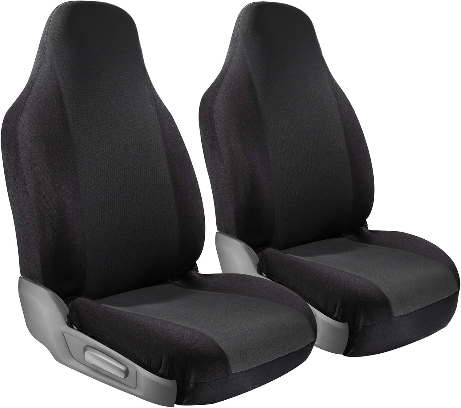 OxGord Car Seat Cover - Poly Cloth Black, Red and Gray with Front Low Bucket Seat - Universal Fit for Cars, Trucks, SUVs, Vans - 2 pc Set