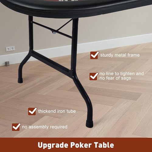 COLOR TREE Foldable Blackjack Poker Table, 84" Premium Texas Hold'em with Cup Holders, Padded Rails, Stylish Blue Design
