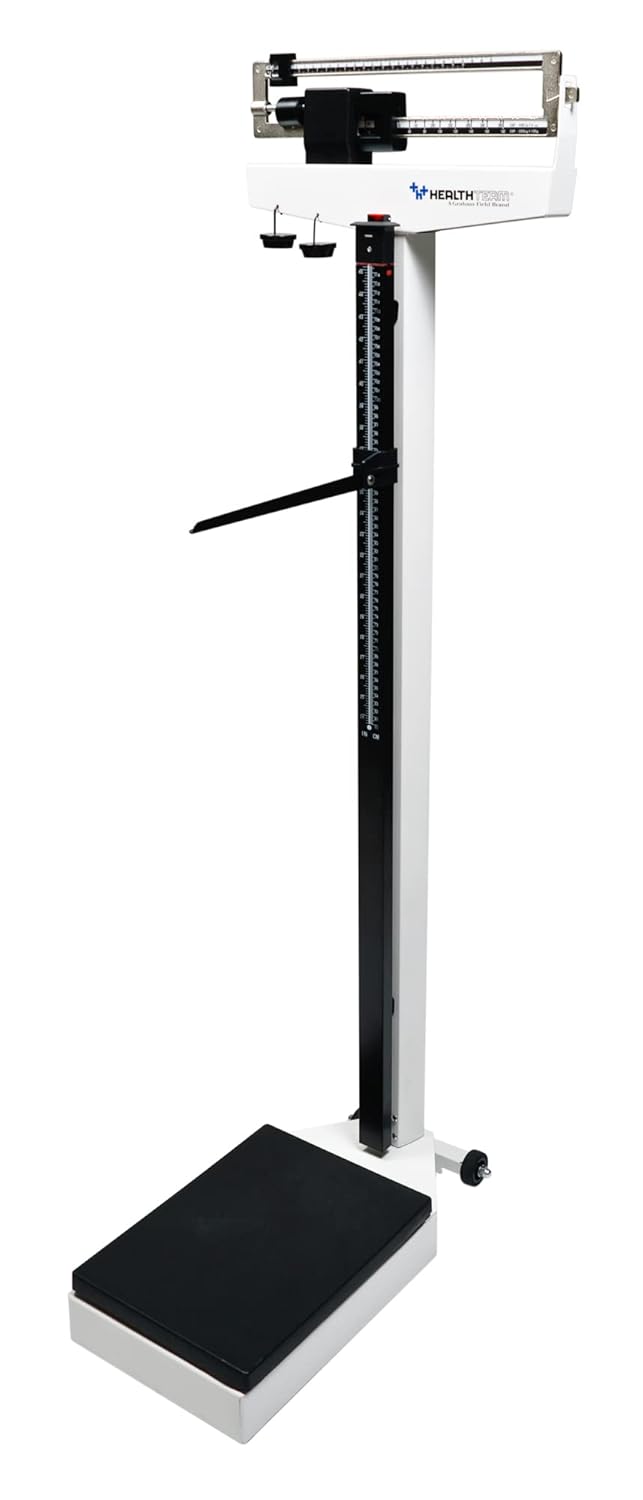 HealthTeam Physician Mechanical Beam Scale with Height Rod, Up to 490 lb. Body Weight, HT485