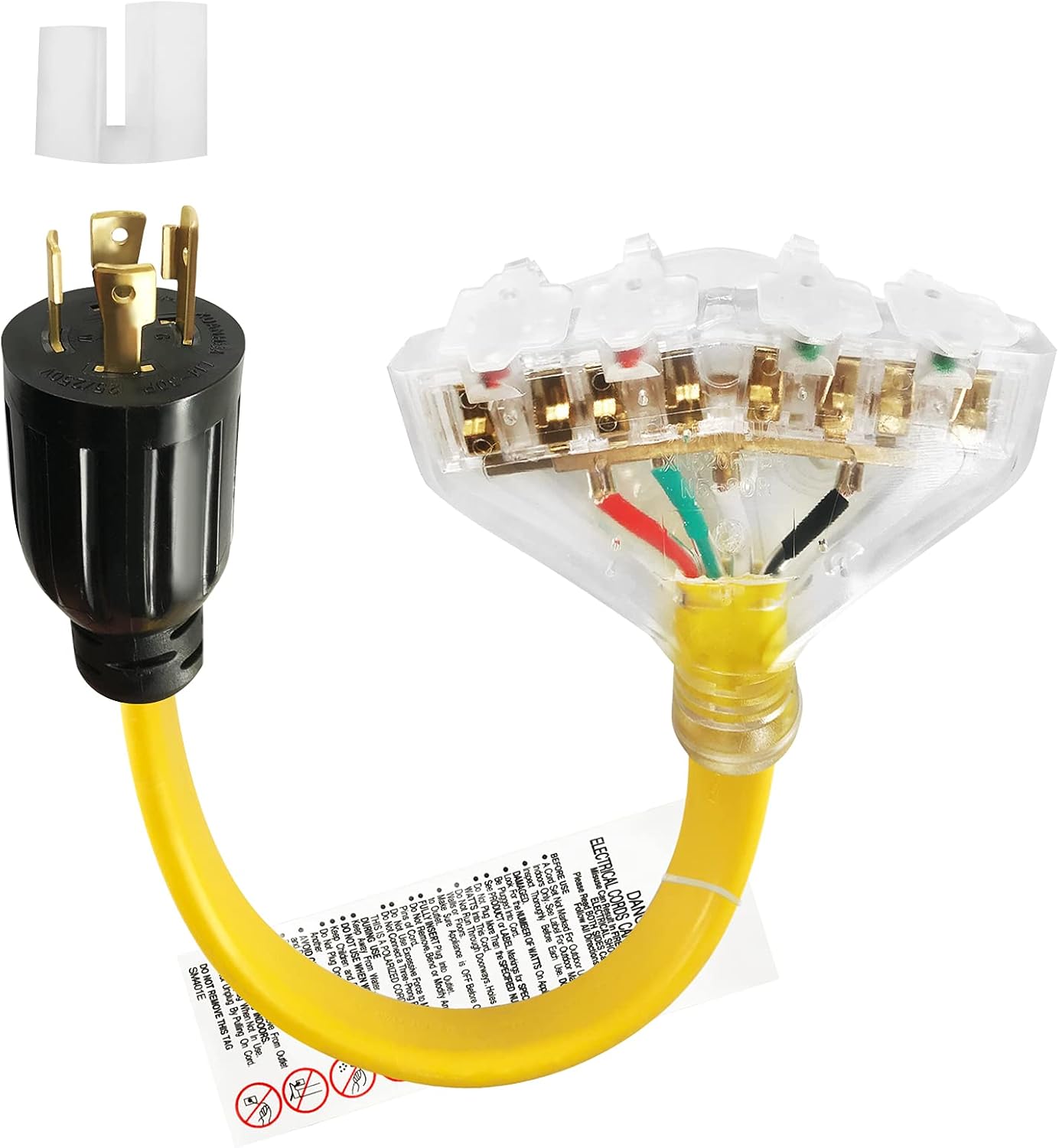 Lifesmells 4 Prong 30 Amp to 30 Amp RV Generator Adapter Cord-L14-30P Locking Male Plug to TT-30R Female with LED Power Indicator-for RV Travel