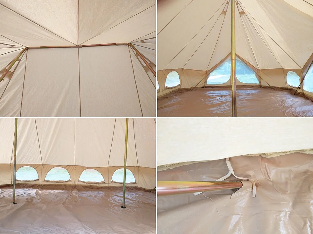 Latourreg Glamping Luxury Cotton Canvas 20ft x13ftx10ft Emperor Bell Tent Beige Canvas Yurt With Twin Pole For  8-12 Person