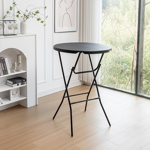BTEXPERT White 2.63 Foot 32in Round Plastic Bar Height Folding Cocktail Table 330lb Weight Capacity Commercial Portable Banquet Dining Wedding Party