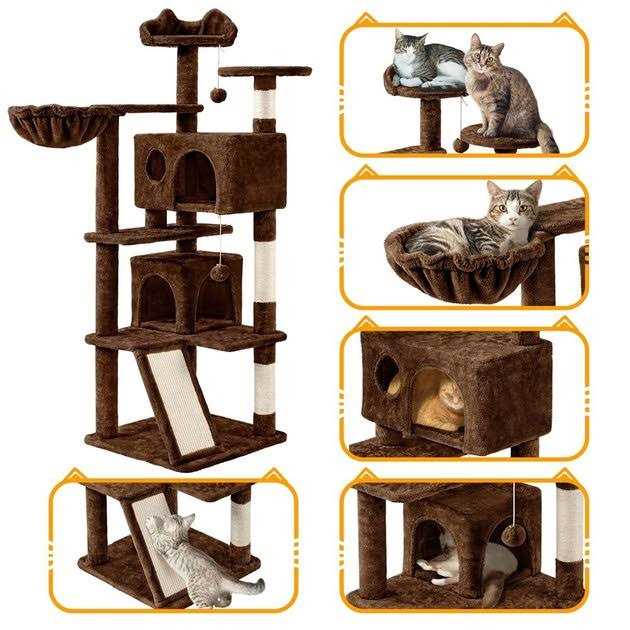 Yaheetech 57-in Plush Cat Tree &amp; Condo - Pet Supplies online store
