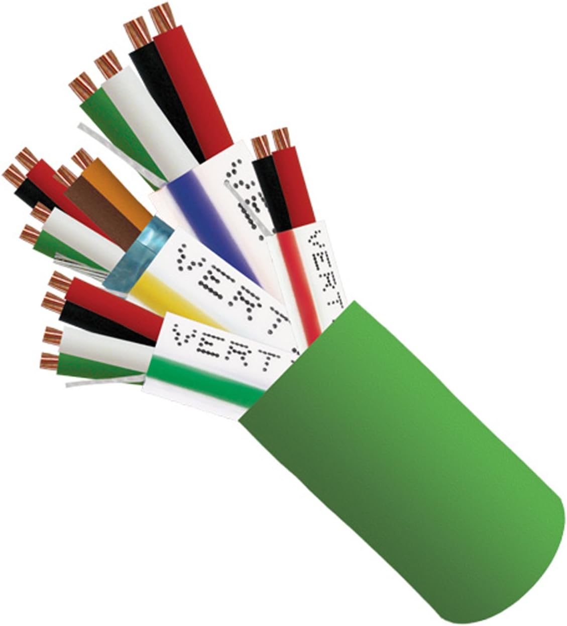 Access Control Cable Riser: 22AWG/3 Pair Shielded + 18AWG/4 Conductor + 22AWG/4 Conductor + 22AWG/2 Conductor, Stranded Bare Copper Conductors, Green