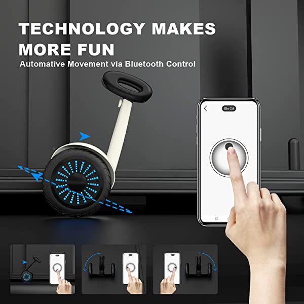 Hiboy J5 Self-Balancing Electric Scooter with Steering Bar, Smart Self-Balancing Hoverboards with APP Control, White and Black