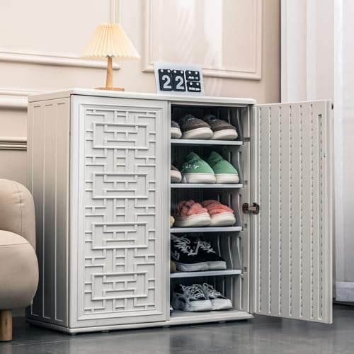 Outdoor Storage Cabinet Waterproof with Shelf,Resin Storage Sheds Outdoor Cabinets for tub towels/chemicals/grill items/Patio/Garden/Backyard