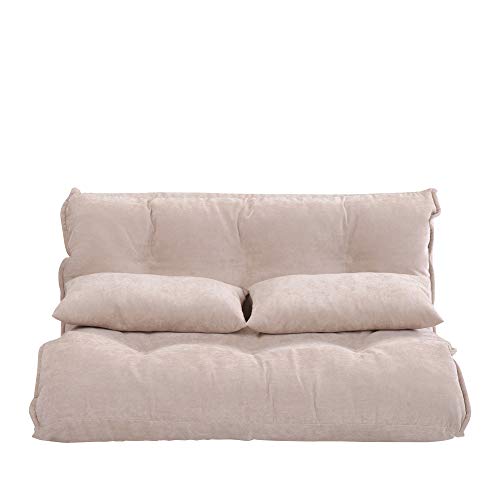 Lazy Floor Sofa Adjustable Folding Futon Sofa Video Gaming Sofa with Two Pillows, Multi-Functional Foldable Sleeper Bed Couch for Adults