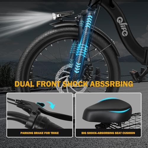 Triker Electric Bike, Peak 750W Brushless Motor Folding Trike Ebike, 468Wh Removable Battery, Step-Thru 3 Wheel Electric Bicycle, Up to 50 Miles