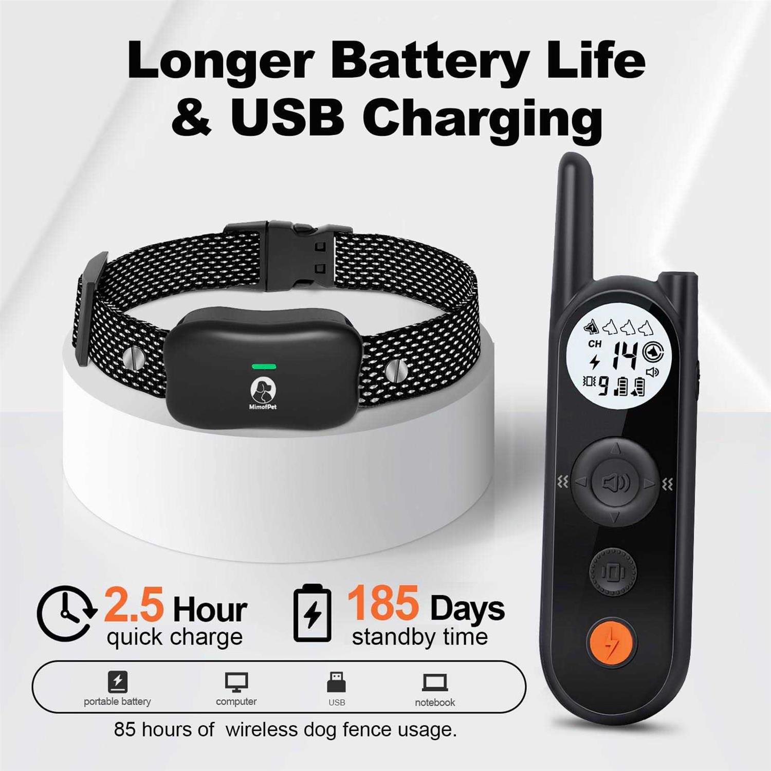 MIMOFPET Wireless Dog Fence System with Training Remote Up to 3500ft Adjustable Electric Fence for Dogs,Waterproof Dog Training Collar