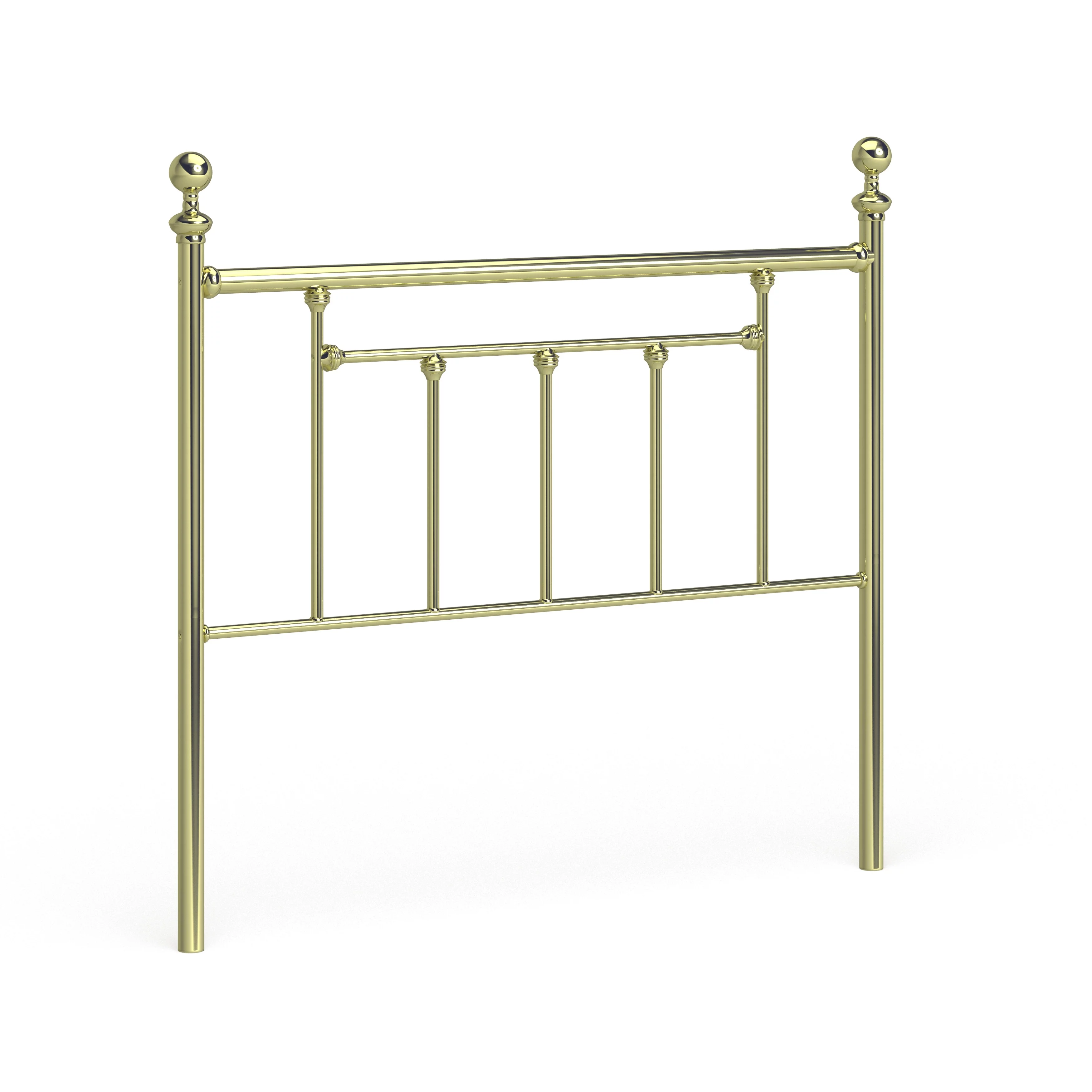 Hillsdale Chelsea Classic Brass Metal Headboard with Round Finials Queen
