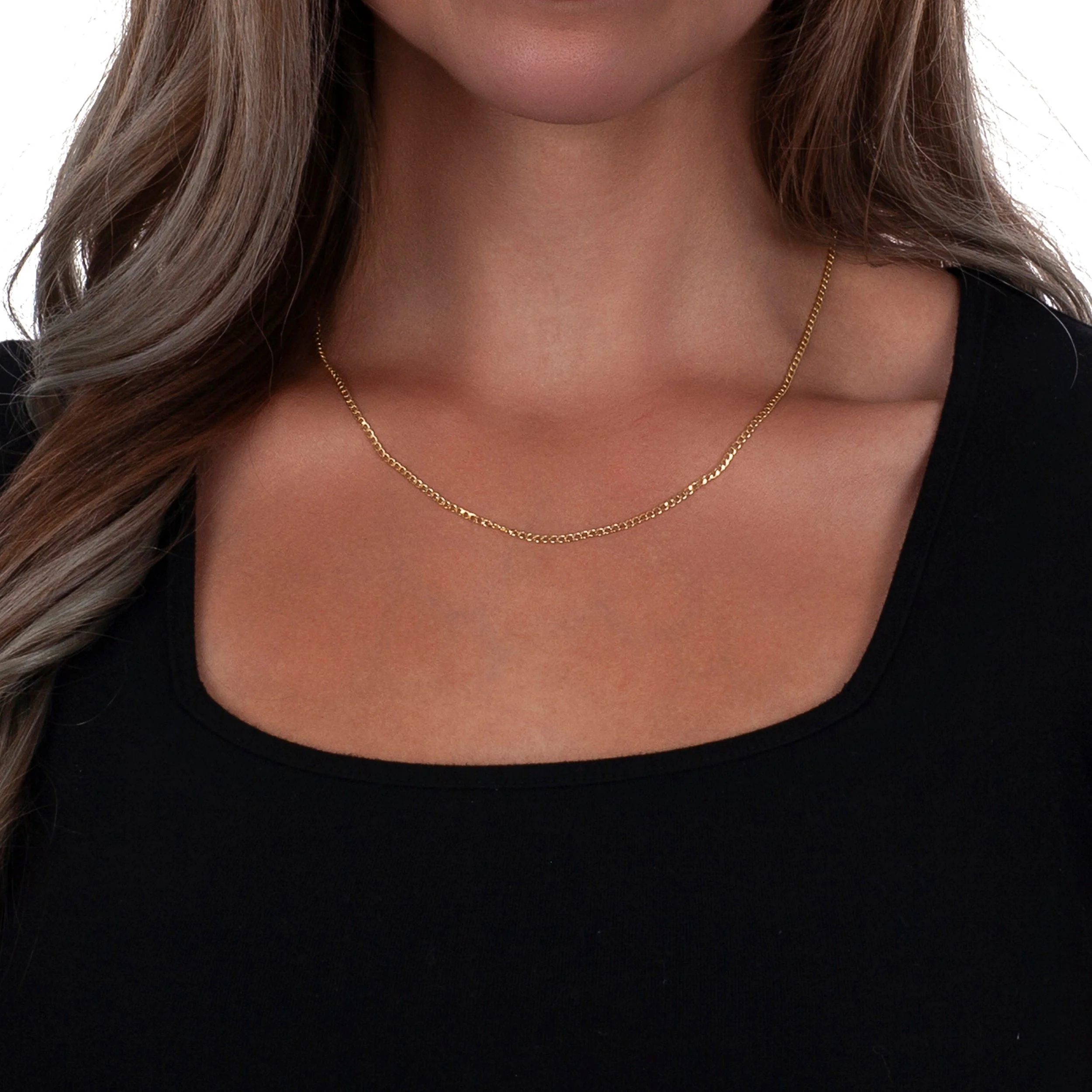 925 Sterling Silver, Hollow Cuban Curb Link Chain 2.5mm Necklace - Hypoallergenic and Tarnish Resistant - By Oliver & Navy
