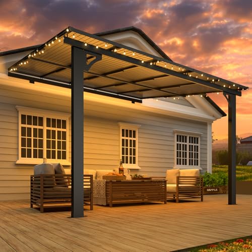 AECOJOY 10&rsquo; x 10&rsquo; Gazebo, Wall Mounted Gazebos Pergola on Clearance, Outdoor Patio Lean to Gazebo Awnings for Deck, Porch