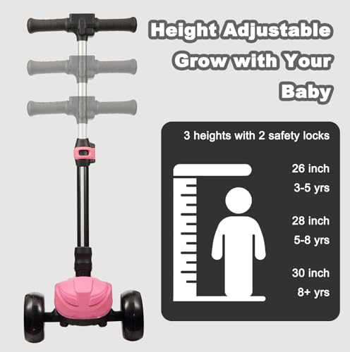 3 Wheel Electric Scooter for Kids and Toddlers Ages 3-8, LED Display, Premium Front Light and Wheel Lights, Boys and Girls, Safe Kick Lightup