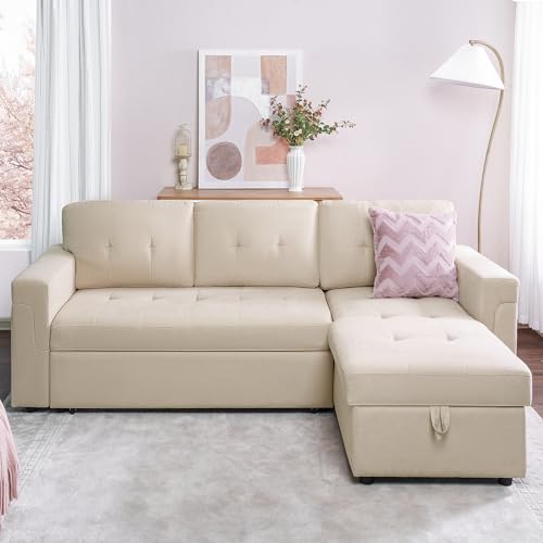 Naomi Home Reversible Sleeper Sectional Sofa Storage Chaise Velvet/Dark Gray