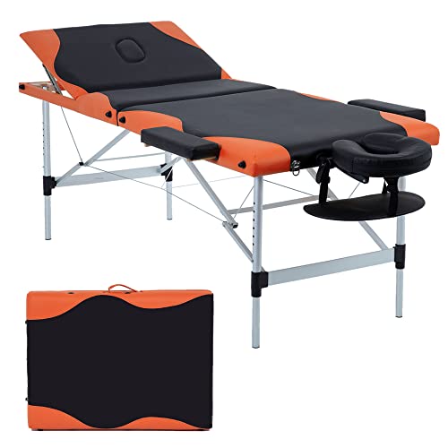 BestMassage Aluminium Massage Bed Portable Massage Table 28 inche Wide Lash Bed Heigh Adjustable 3 Folding Spa Table with Non-Woven Bag for Spa