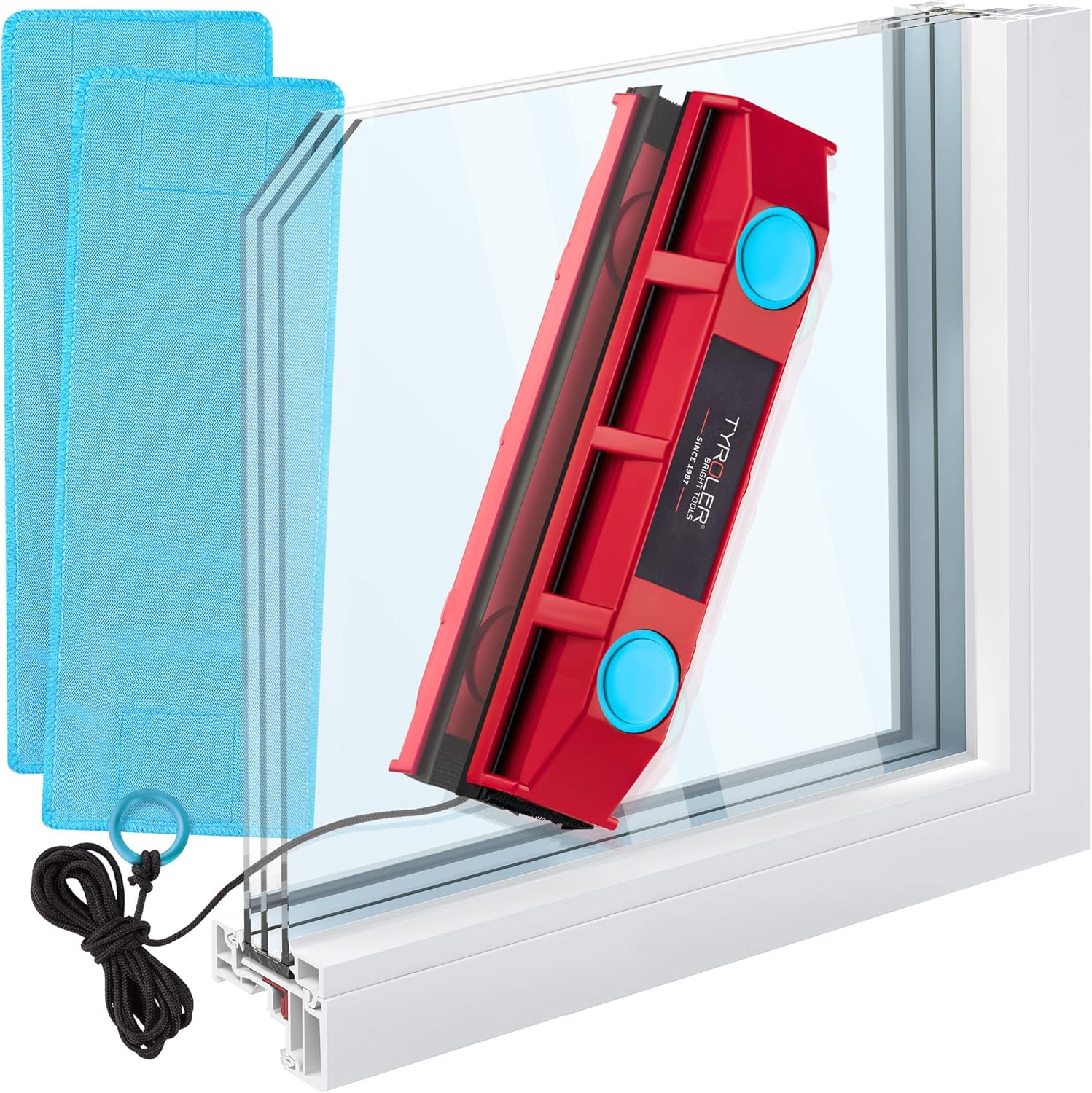 Tyroler Bright Tools The Glider D-2 Magnetic Window Cleaner for Double Glazed Windows. Fit to 0.3in - 0.7in Window Thickness. Glass Cleaner Pack of 2