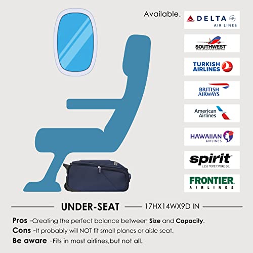 Verage Carry On Underseat Luggage with Wheels & USB Port, Wheeled Spinner Bag Carry-on Luggages for Airlines, Lightweight Suitcase Men Women
