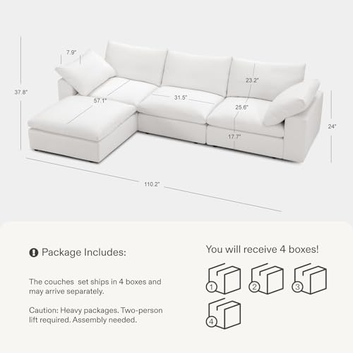Cloud Couch Oversized Modular Sectional Sofa True Relax Comfy Couches Wide&Deep Seat Sofas for Living Room Metal Frame Furniture Sets