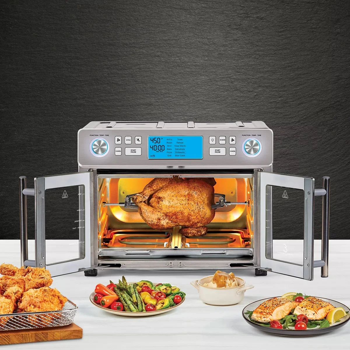 Emeril Lagasse Large 10 in 1 Dual Zone Air Fryer Stainless Steel Oven - Curated Treasures Market