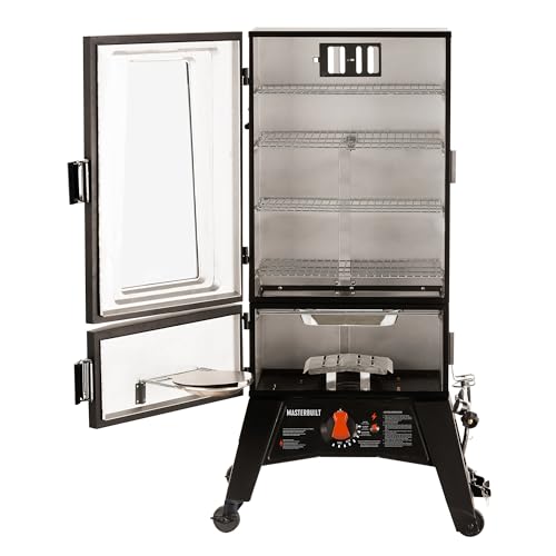 Masterbuilt? 40-inch ThermoTemp Propane Gas Vertical BBQ Smoker with Analog Temperature Control and 960 Cooking Square Inches in Black
