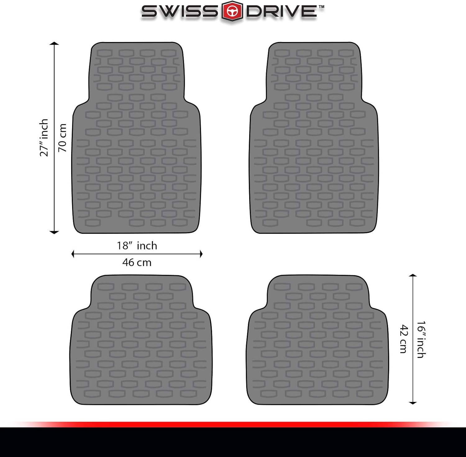 Swiss Drive Rubber Car Mats 4 pcs Shield Car Floor Mats Rubber Front Rear PVC Rubber Floor Mats for Cars SUV Van Truck – All-Weather Protection Mats