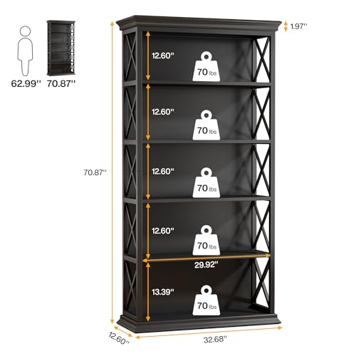 Tribesigns 6-Tier Bookcase, 71 Inches Industrial Bookshelves and Bookcases