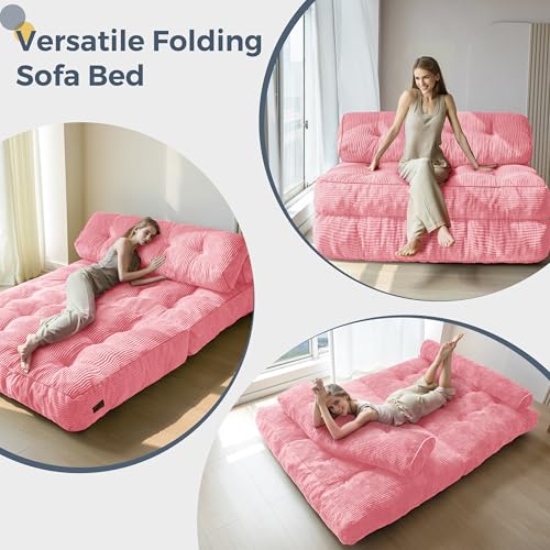 MAXYOYO Folding Sofa Bed, Convertible Sleeper Chair with Pillow Foldable Mattress with Back Support
