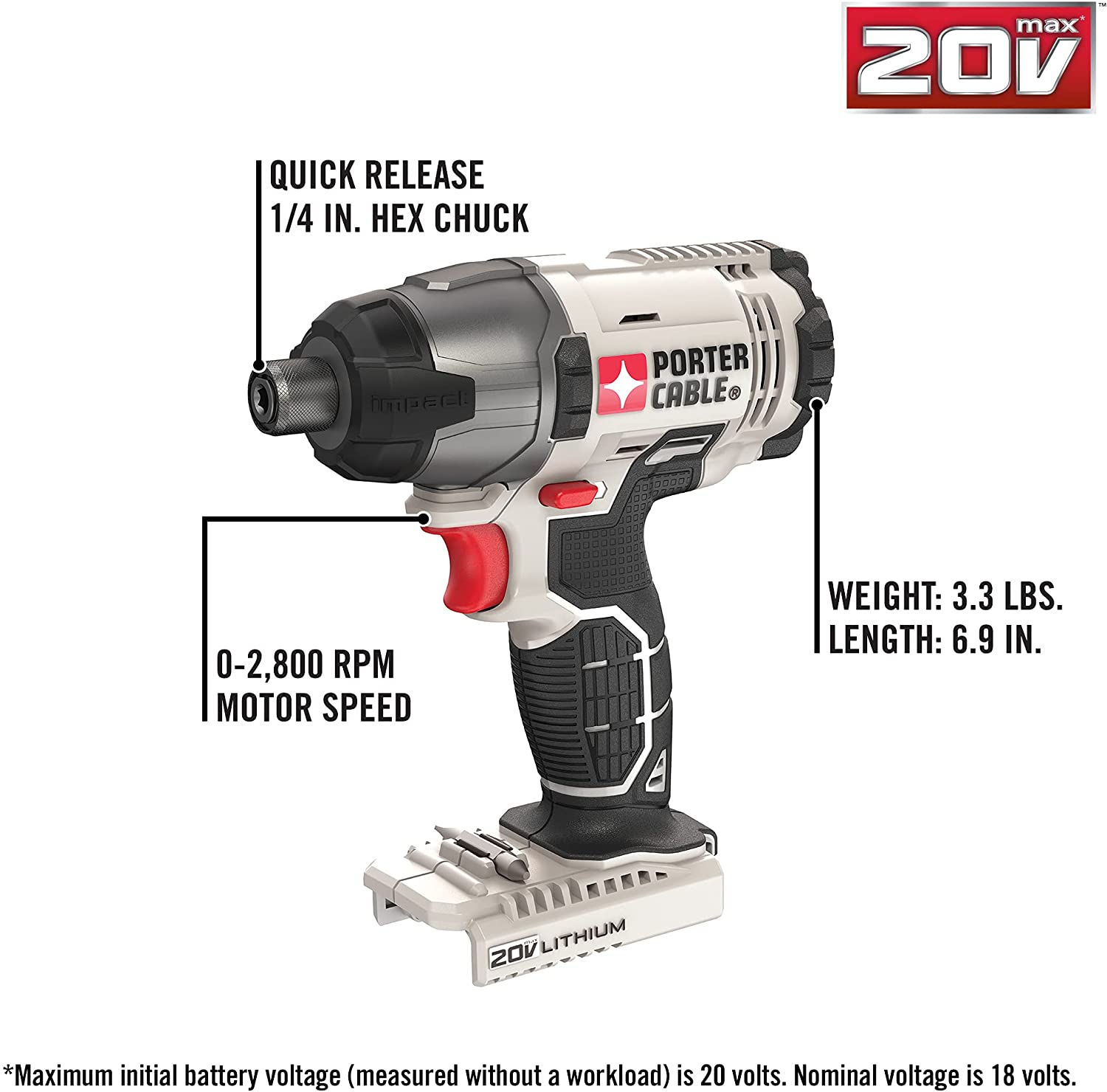 PORTER-CABLE 20V MAX* Cordless Drill Combo Kit, 8-Tool (PCCK619L8)
