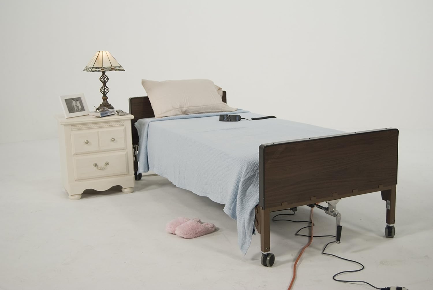 Drive Delta Ultra Light Semi Electric Hospital Bed with Half Rails & Free Navy Blue Medical Utility Bag!