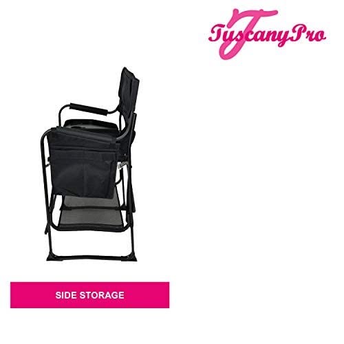 Portable Heavy-Duty Makeup Artist Chair with Umbrella Light Kit - Perfect for Makeup, Salon, Events with 29 Inch Seat Height - Carry Bag Included