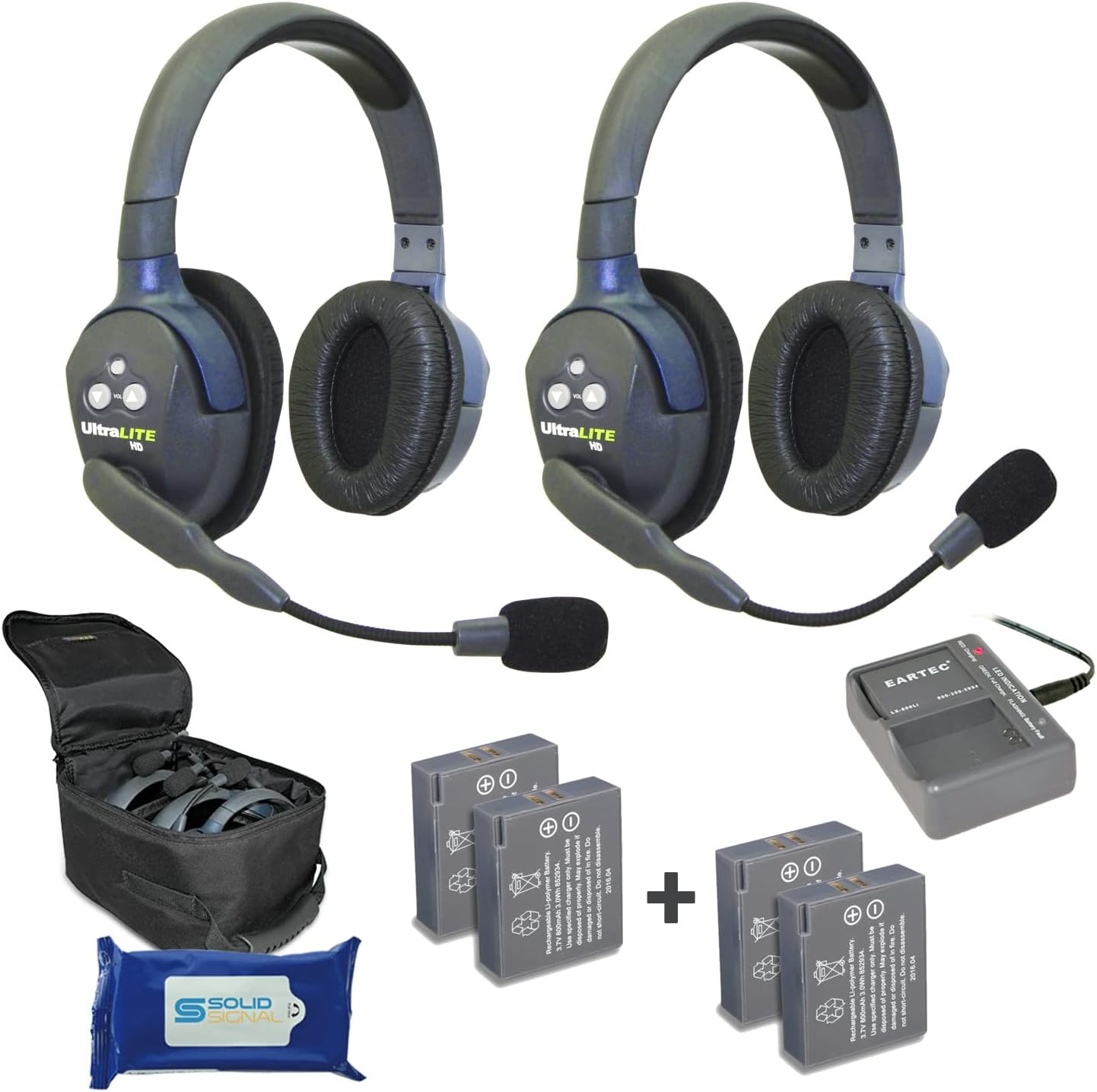 Eartec UL2S Ultralite Full Duplex Wireless Headset Communication for 2 Users