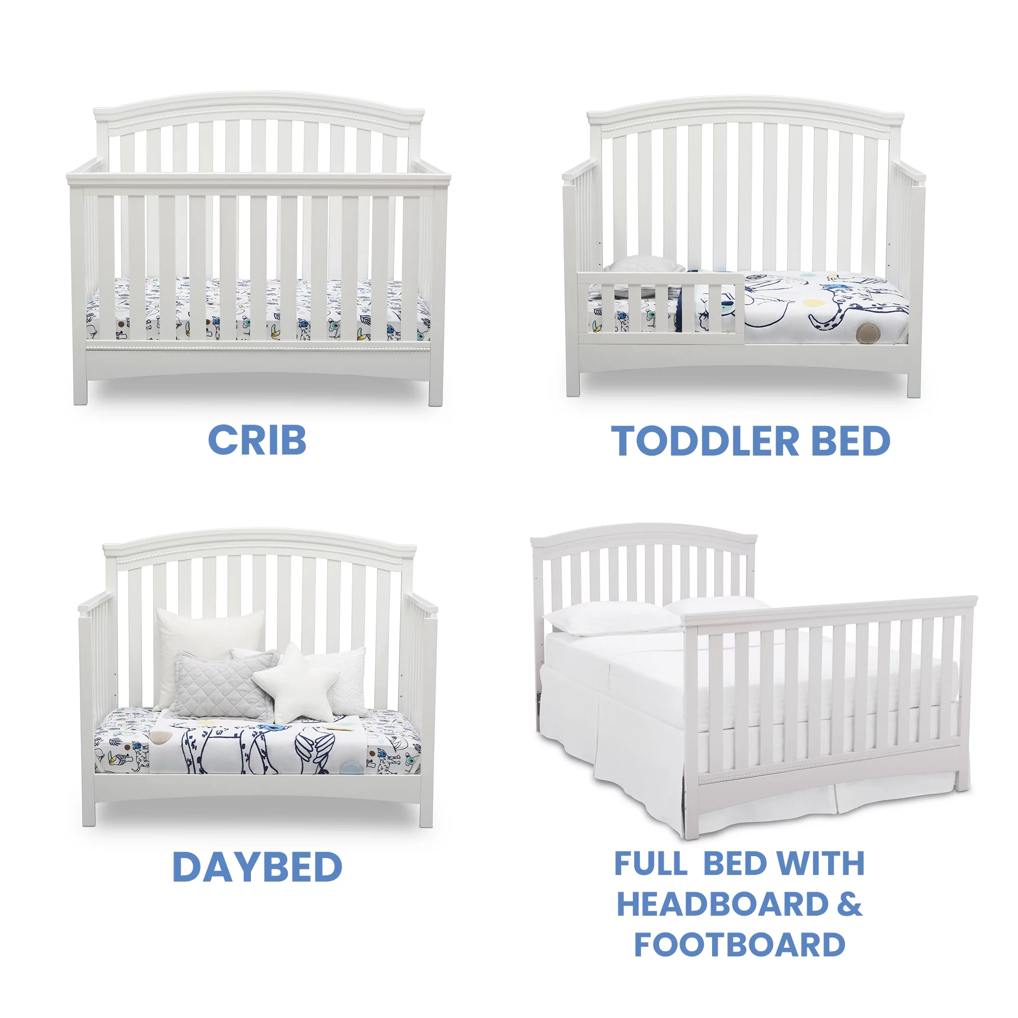 Delta Children Emerson 4-in-1 Convertible Crib - Greenguard Gold Certified, Bianca White