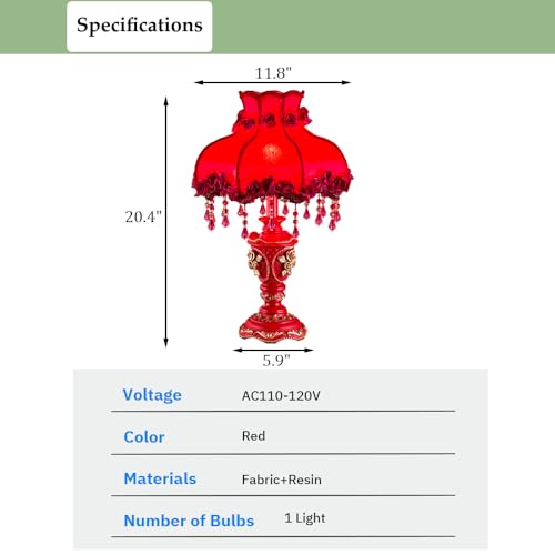 Lovely Table Lamp with Fabric Lampshade, Antique Flower Decorative Bedside Desk Lamp, Handmade Night Light for Bedroom Nightstand