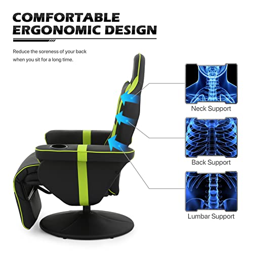 MoNiBloom Video Gaming Chair Racing Style Single Living Room Sofa Recliner with Detachable Headrest