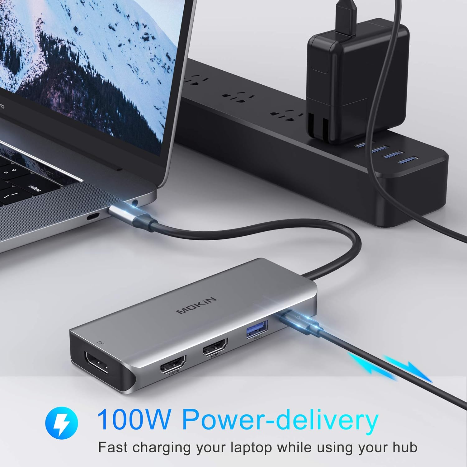 Docking Station, USB C Adapter Dual HDMI, 9 in 1 Triple Display Multiport Adapter Dongle with 2 HDMI 4K, DisplayPort, 3 USB, 100W PD