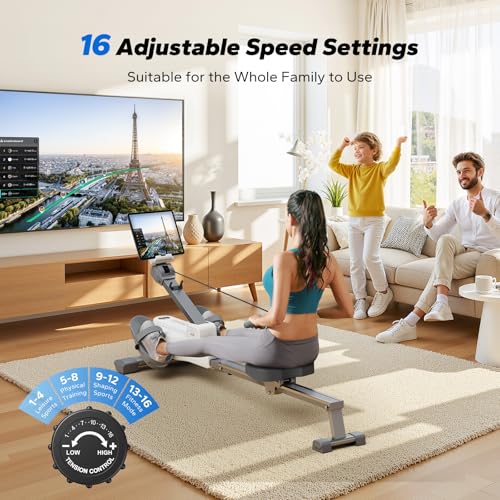 MERACH Foldable Rowing Machines for Home, Magnetic Rowing Machine with 16-Level, Compact Row Saves 20% Space, 350 LBS Load Capacity