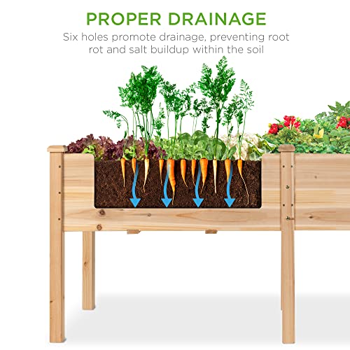 Best Choice Products 72x23x30in Raised Garden Bed, Elevated Wood Planter Box Stand for Backyard, Patio, Balcony w/Divider Panel, 6 Legs